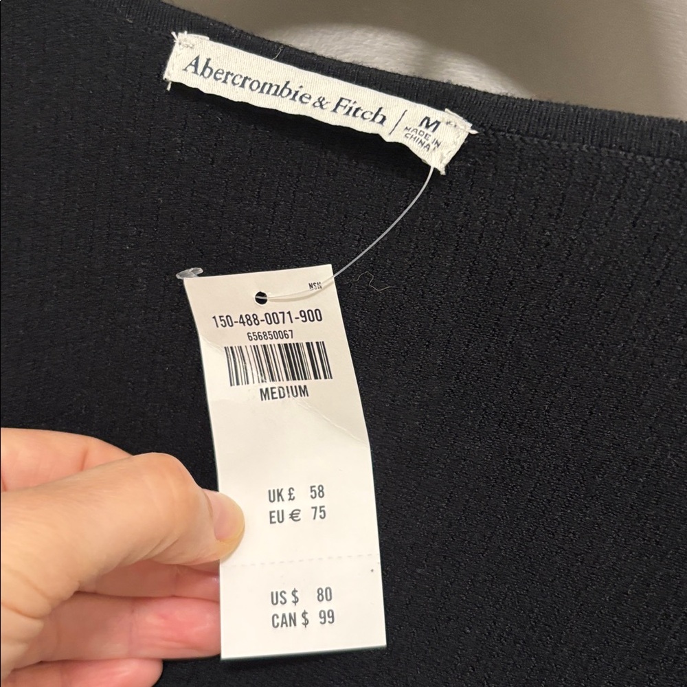 Abercrombie & Forch black ribbed sweater body suit NWT M - Picture 3 of 5